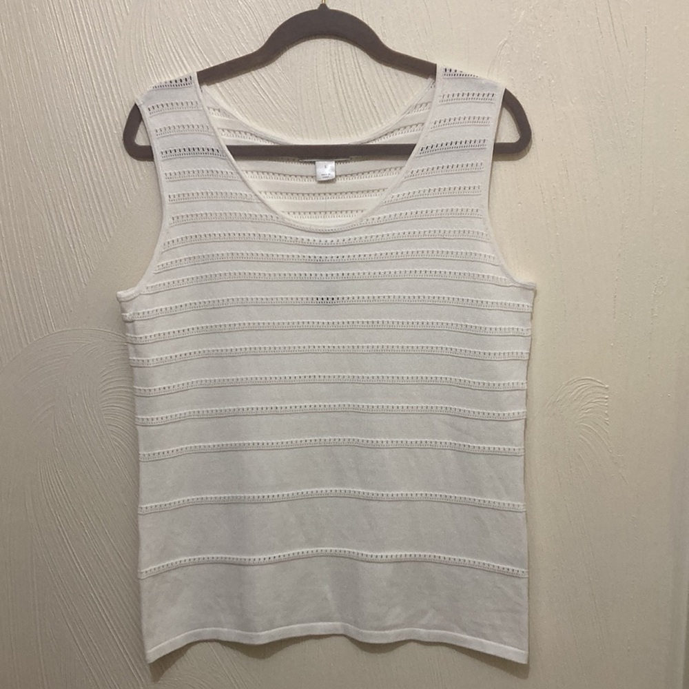 NWT White Christopher & Banks Eyelet Sweater tank small runs big